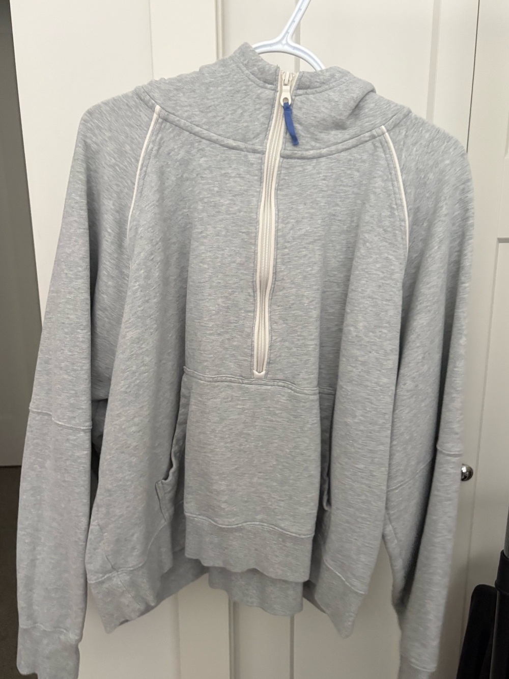 Aerie Cream Half-Zip Hooded Pullover Sweater